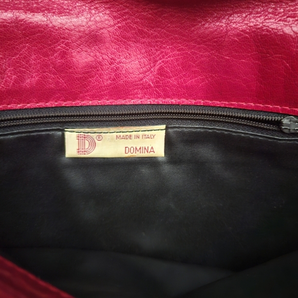Vintage Domina 100% Red Leather Clutch Purse Bag Strap Details Added Danier Tag. - Picture 6 of 12